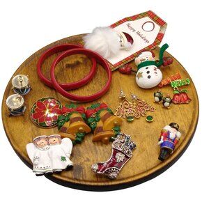 Holiday Bundle Jewelry Lot of 12 Christmas Items, Wearable, Reseller, Craft
